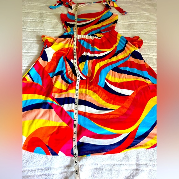 NWOT Haptics By Holly Harper Sleeveless w/ Bows Red Yellow Women’s Dress Sz S-M - Picture 9 of 14